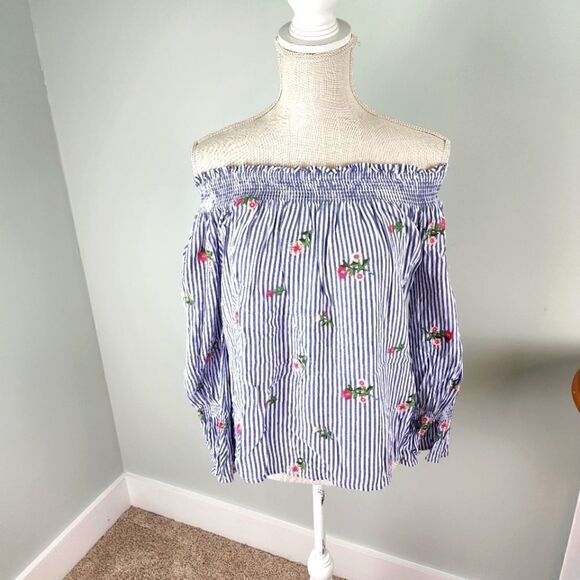 Miss ME WOMEN'S OFF OR ON SHOULDER TOP SIZE LARGE BELL SLEEVES PULLOVER - Picture 2 of 8